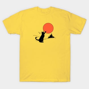 Cool Sun Black Cat in yellow T-Shirt